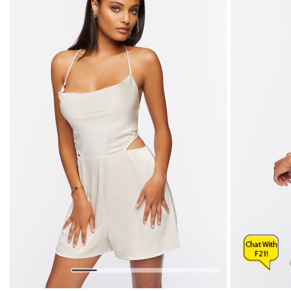 Satin Halter Cutout Romper